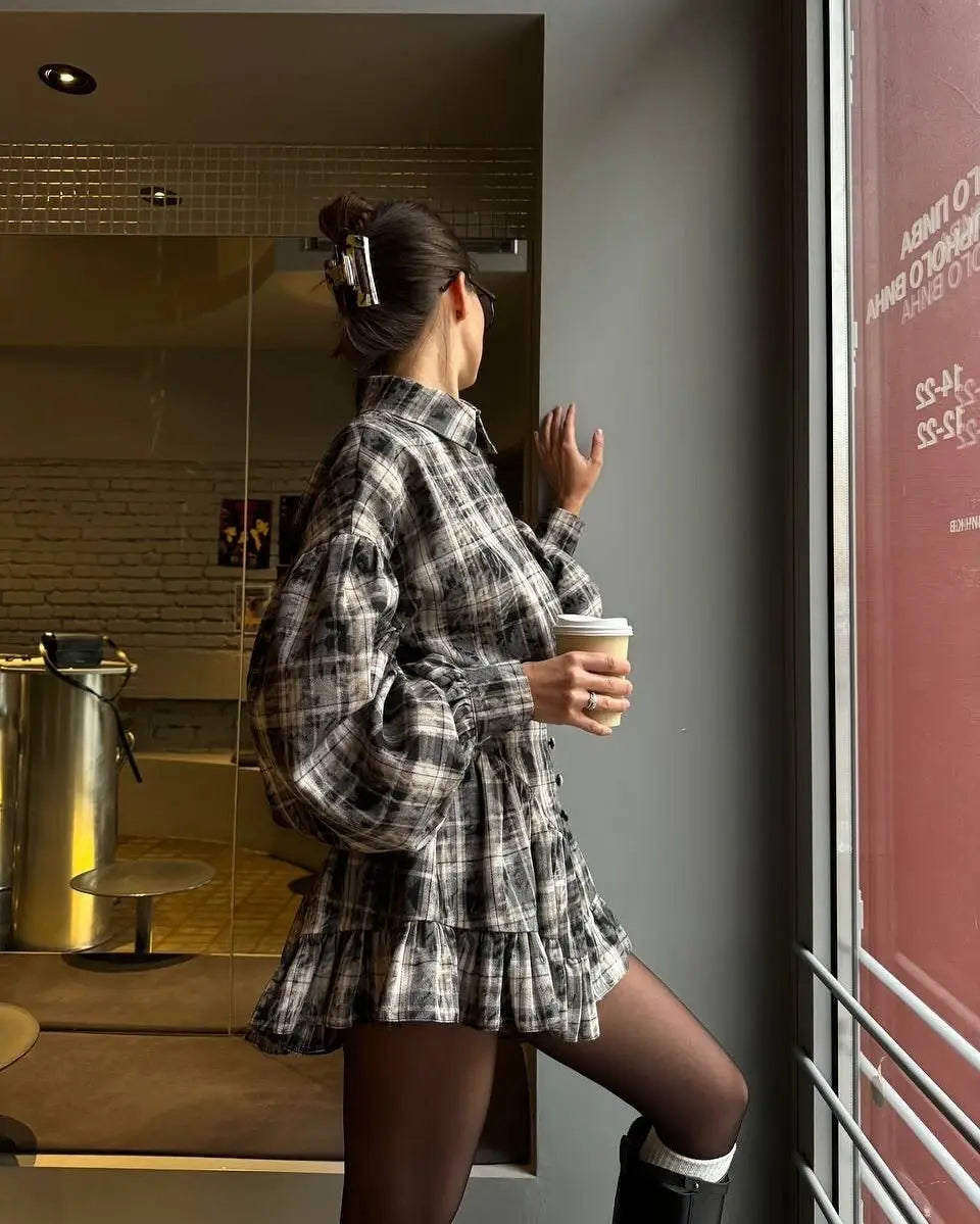 Ruffled Plaid Luxury Clothing for Women
