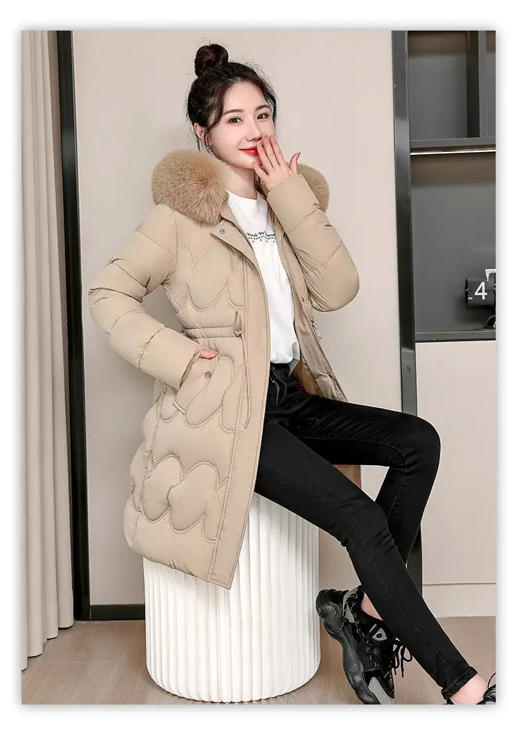 Women’s Waist Slimming Fur Collar Cotton Coat
