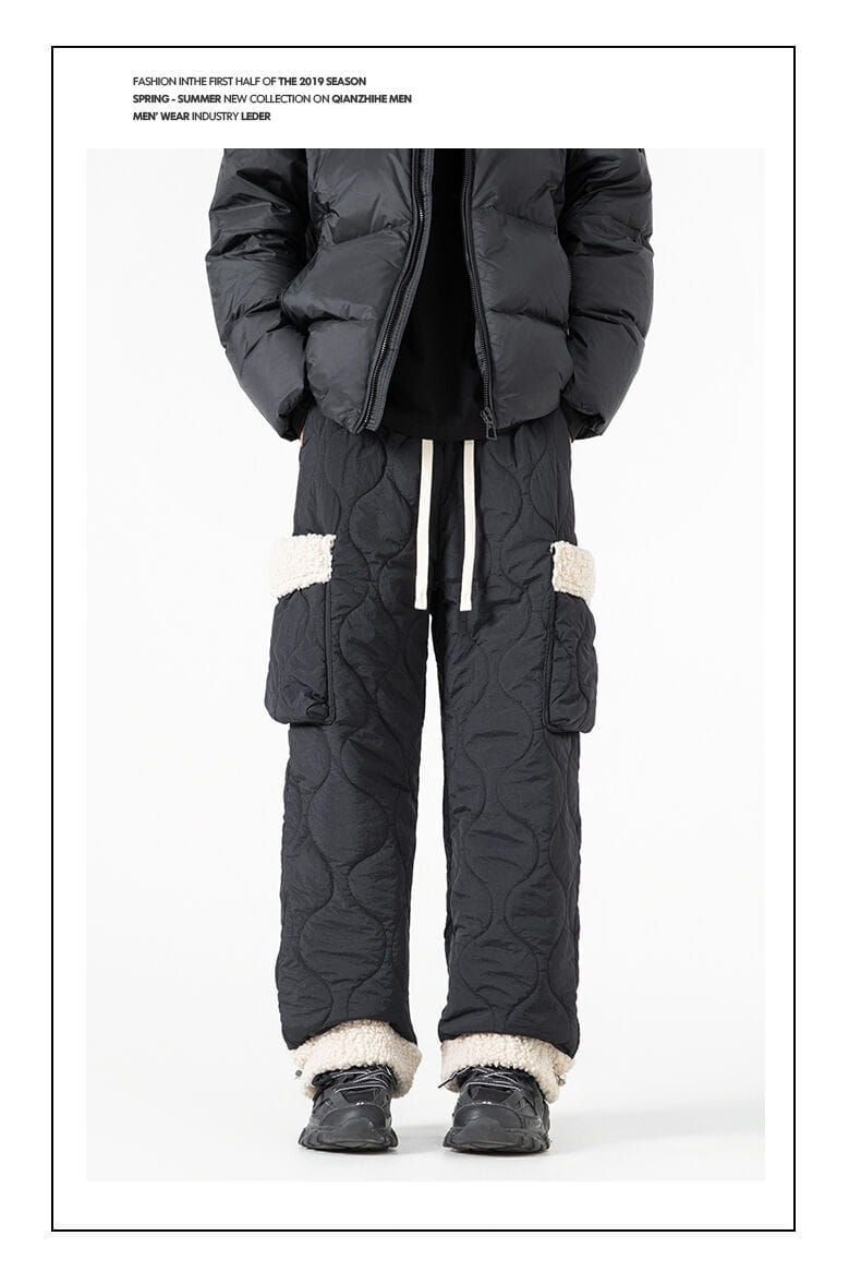 Men’s Quilted Casual Pants Thickened Cold Protection Ski Pants