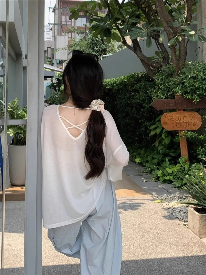 Blue Sweet Hot Girl Sun Protection Top