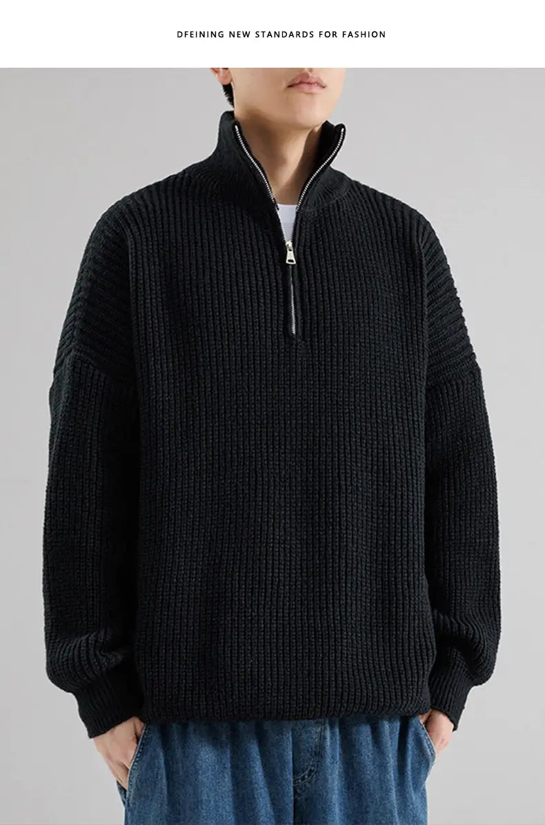 Men’s Turtleneck Half Zipper Thickening Thermal Sweater