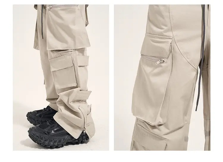 Multi Pocket Retro Velcro Side Zipper Men’s Casual Pants