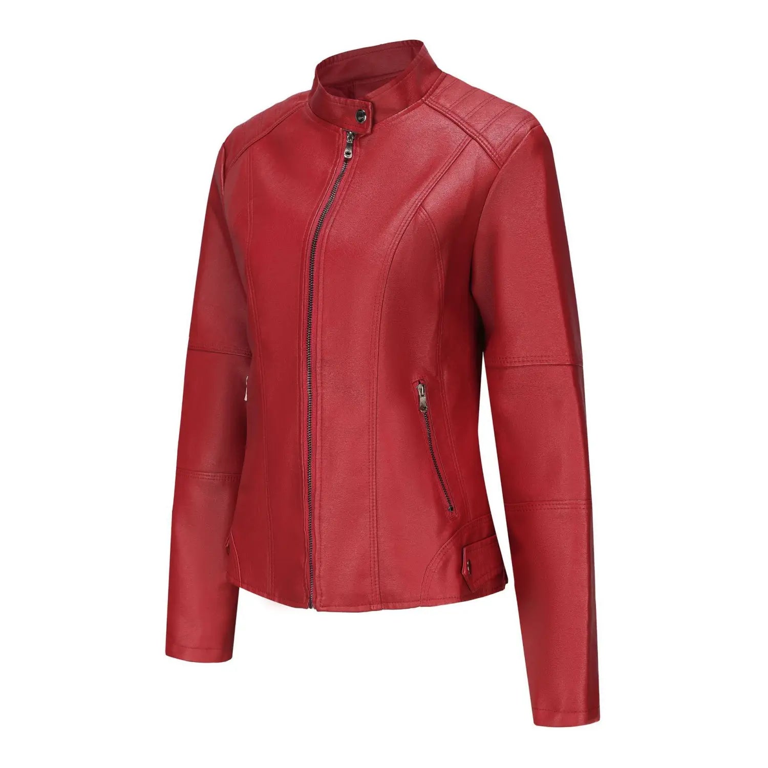 Women’s Short Slim-fit Leather Coat