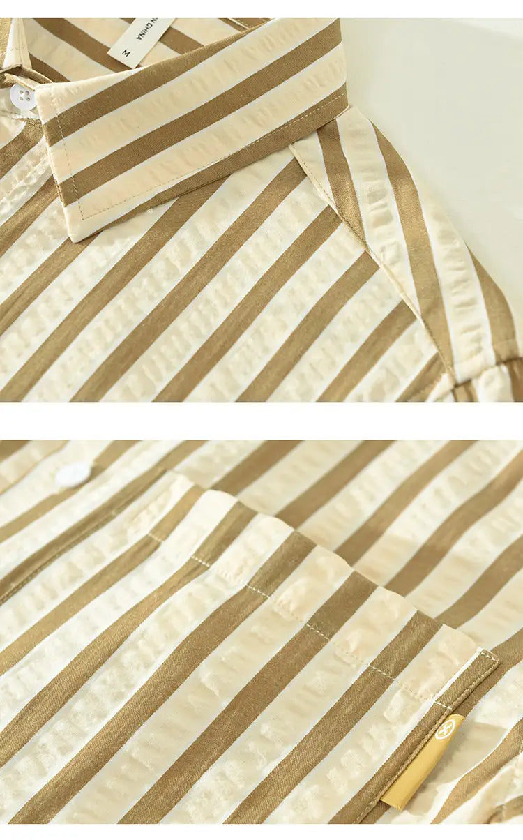 Vertical Striped Long-sleeved Shirt Loose