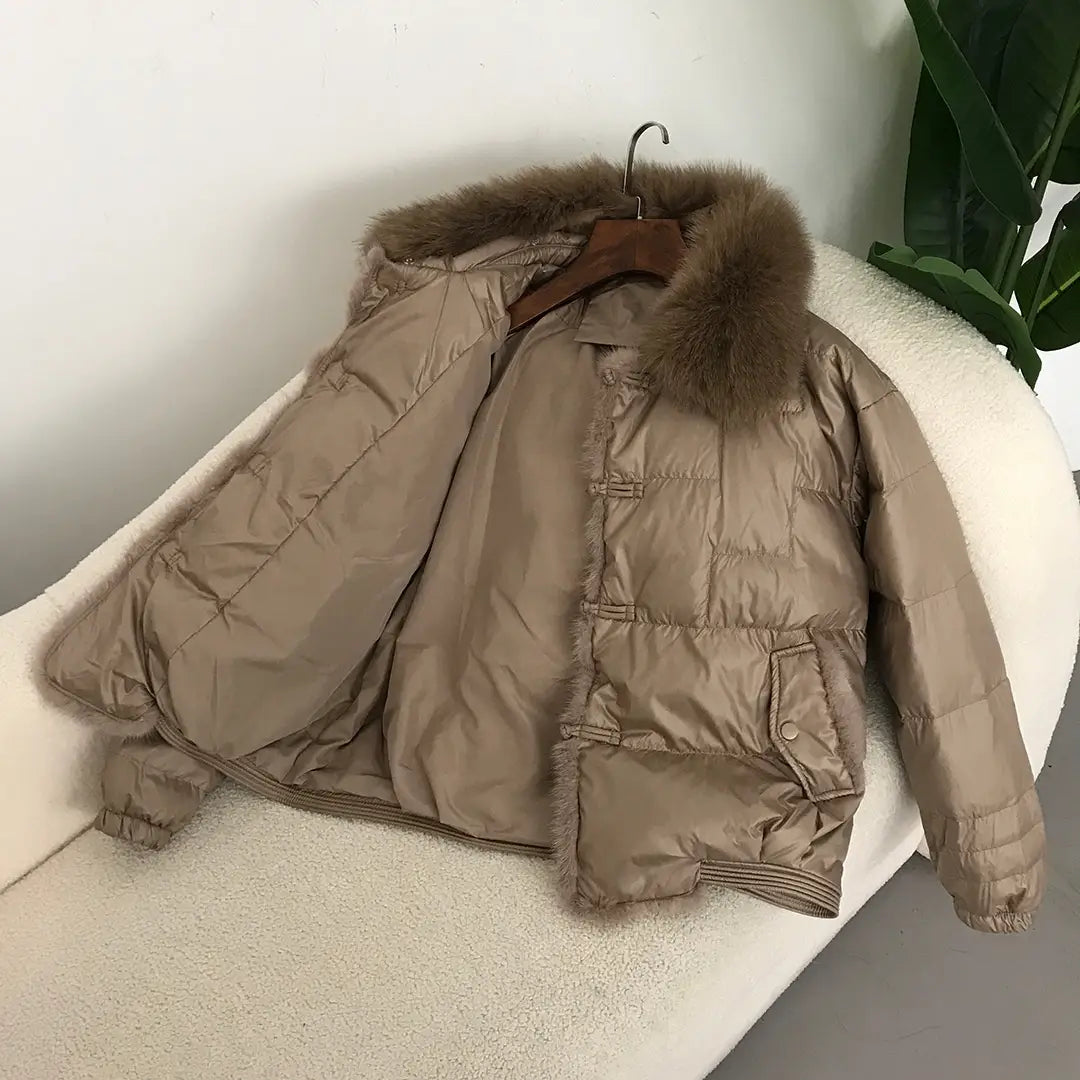 Down Jacket Short Loose Fashion Retro Patchwork Coat