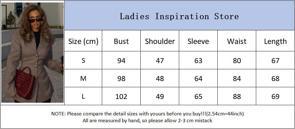 New Women’s Slim-fit Suit Plaid Jacket