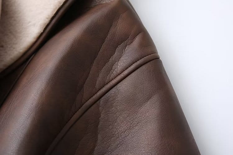 Fashion Cashmere Leather Fur Collar Composite Belt Coat