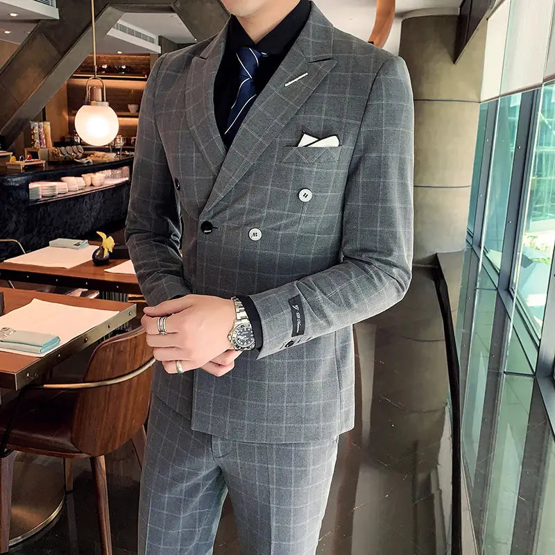 Men’s Casual Business Suit Three-piece Slim-fit Officiating Ceremony