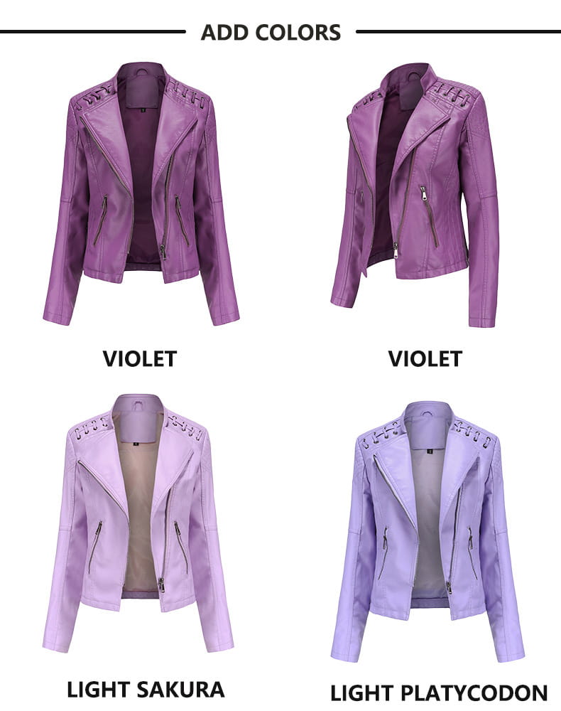 Slim Fit Thin Leather Coat Women’s Motorcycle Clothing