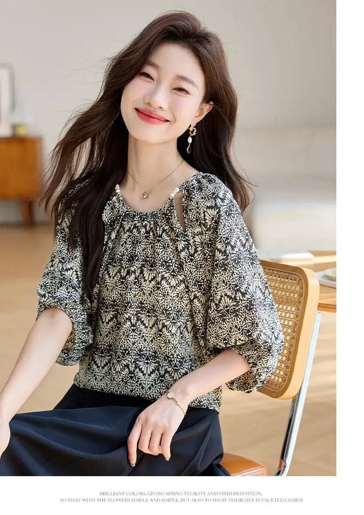 Women’s Loose Slimming 34 Sleeves Shirt