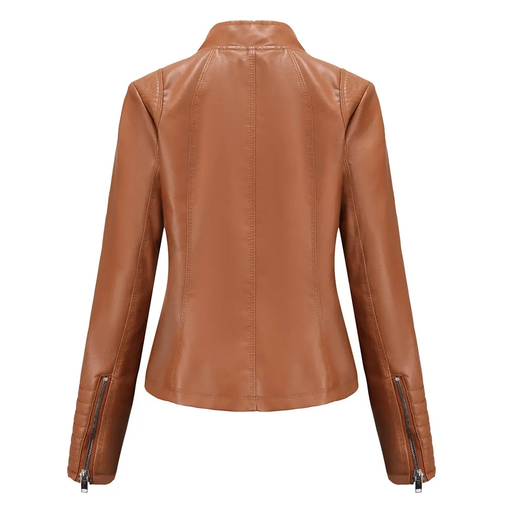 Women’s Leather Thin Motorcycle Clothing Short Chic Women’s Jacket