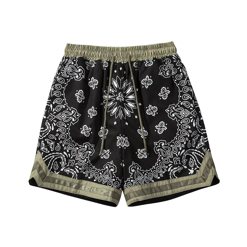 Splicing Hanging Crotch Military Cloth Hip-hop Men’s Shorts