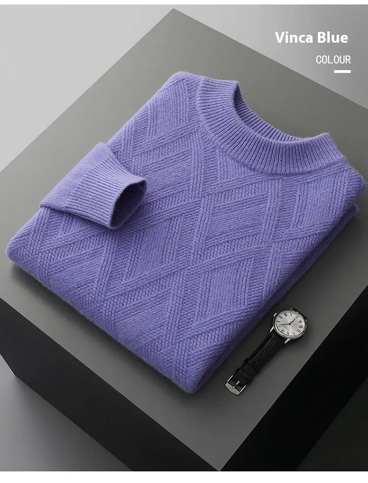 Woolen Sweater Men’s Half Turtleneck Thickened Sweater Casual