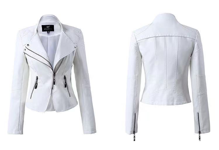 New Women’s Leather Top Coat European And American Fashion Motorcycle Slim Fit Short Leather Jacket Jacket Zipper