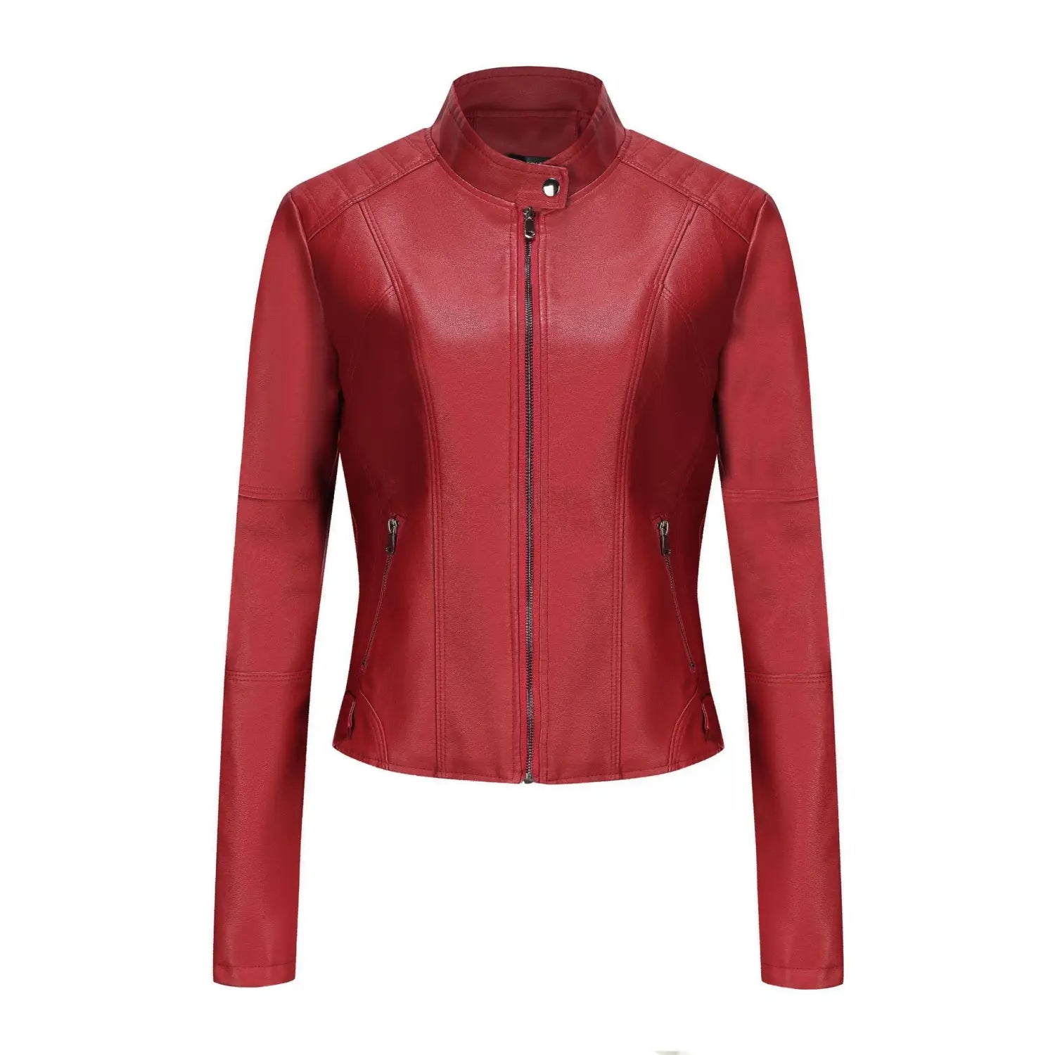 Women’s Short Slim-fit Leather Coat