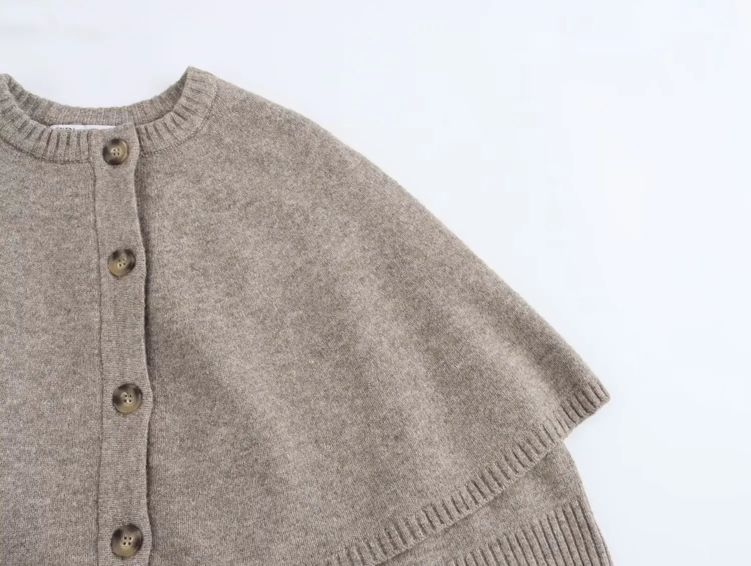 All-match Cloak Design Round Neck Knitted Coat