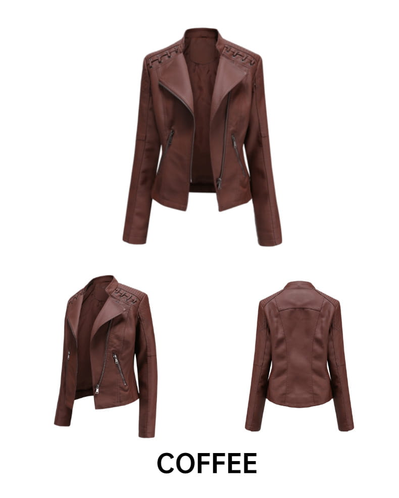Slim Fit Thin Leather Coat Women’s Motorcycle Clothing