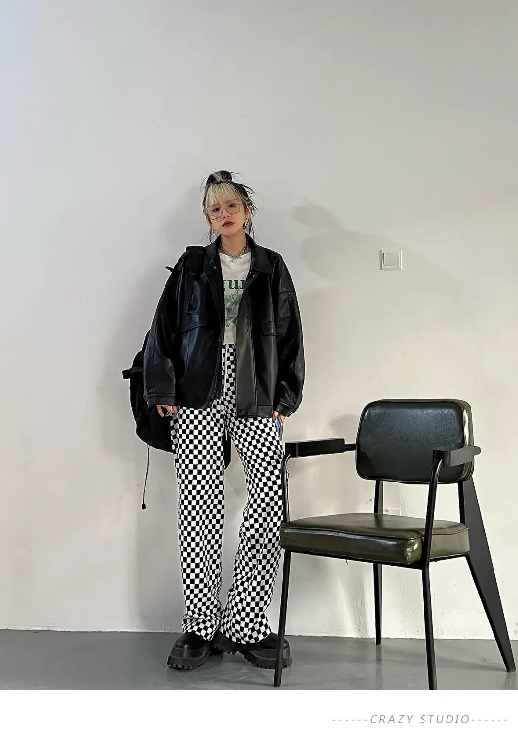 Women’s Loose Pu Leather Short Retro Coat