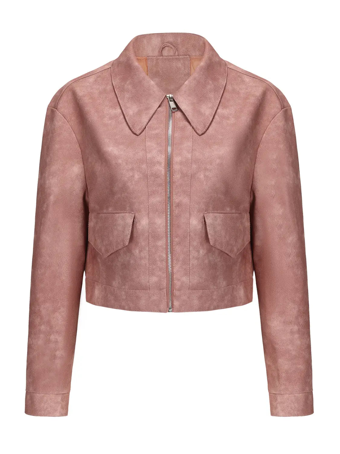 Women’s Long-sleeved Fashionable Faux Leather Jacket