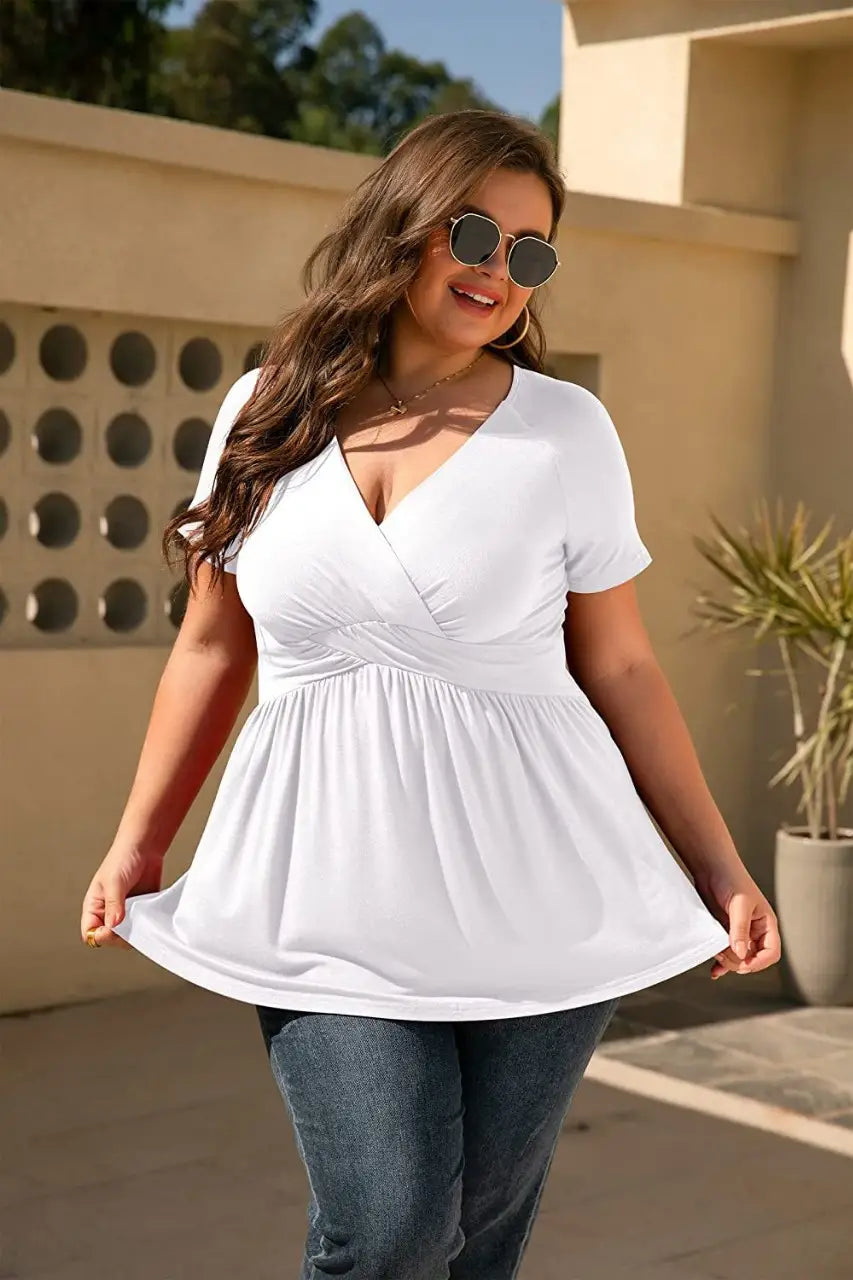 Women’s Plus Size T-shirt V-neck Top