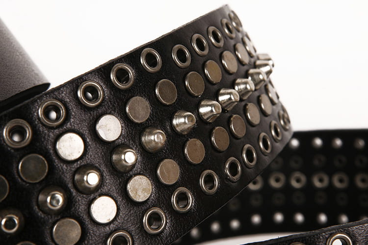 Leather 3.5 Wide Men’s And Women’s Hollow Rivet Belt