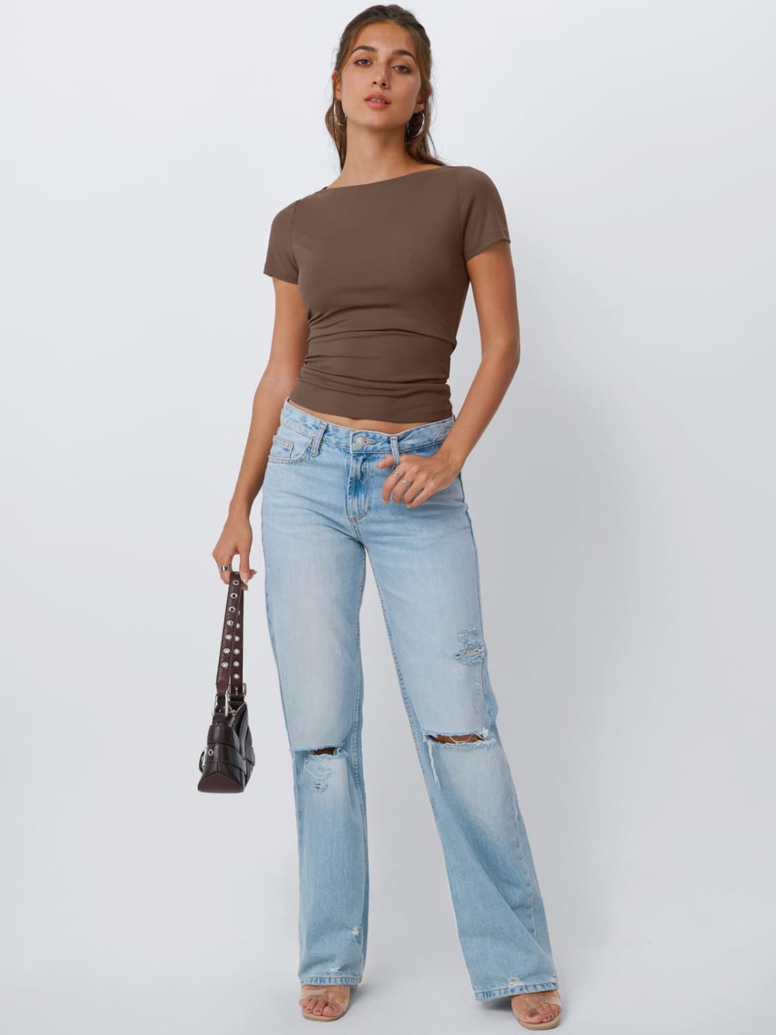 Round Neck Short Sleeve Slim Fit Hot Girl Going Out Tops