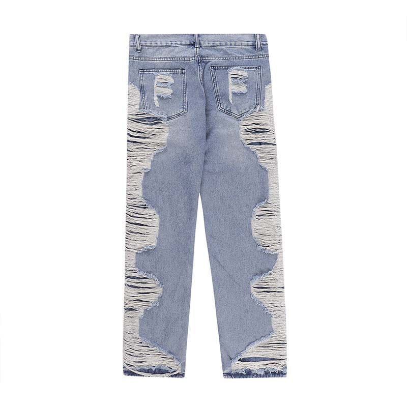 Worn Out Cat Whisker Jeans Loose Personality Hip-hop Straight Pants