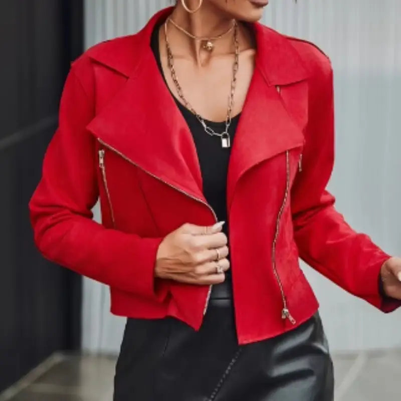 European And American Fashion Women’s Wear Suede Motorcycle Jacket