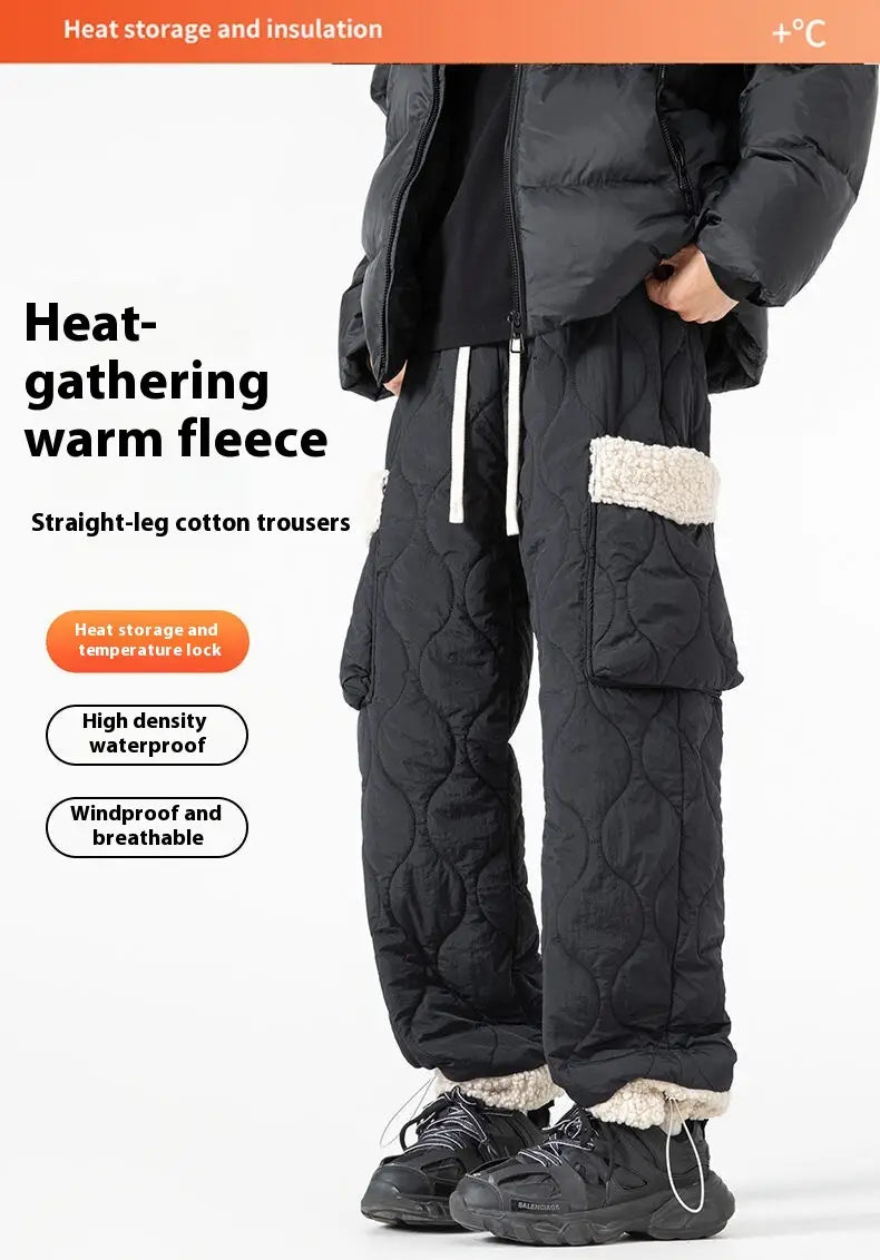 Men’s Quilted Casual Pants Thickened Cold Protection Ski Pants