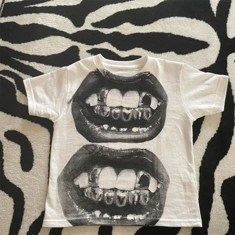 European And American Retro Printed Foreign Trade T-shirt Cute Solid Color