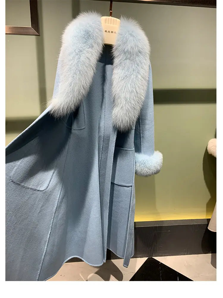 Winter Warm Lace-up Long Woolen Coat