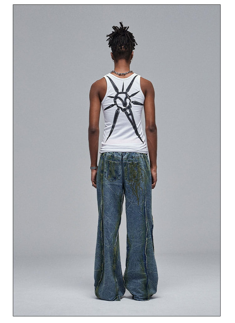 American Street Dirtyfit Heavy Industry Washed Distressed Wide Leg Jeans Design Sense