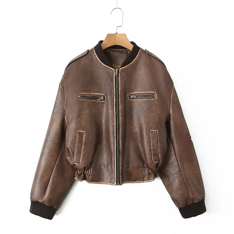 Leather Coat Women’s Autumn Temperament Cool Long Sleeve Design