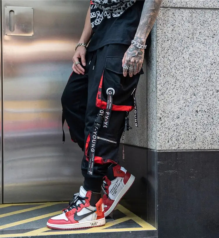 Hiphop webbing harem trousers