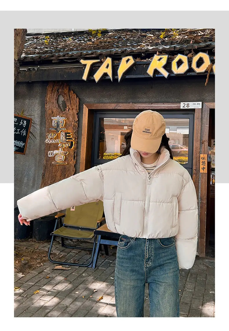 Stand-up Collar Thick Down Cotton Jacket Coat