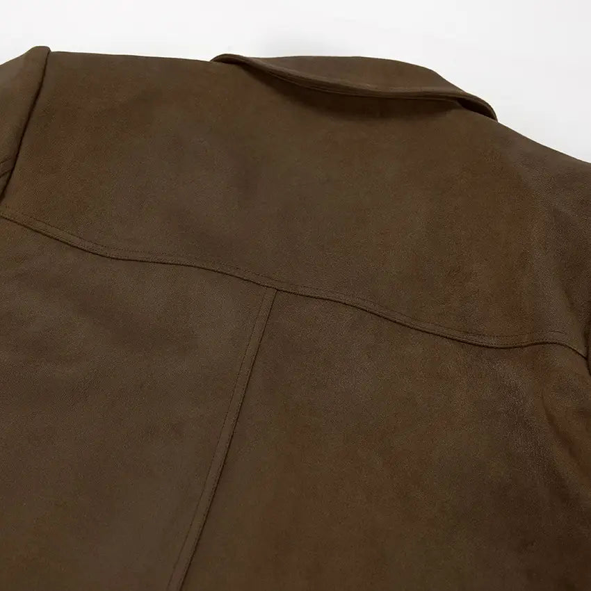 Brushed Velvet Retro Lapels Loose Suede Jacket