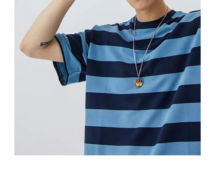 New Striped Short Sleeve Retro Striped Men