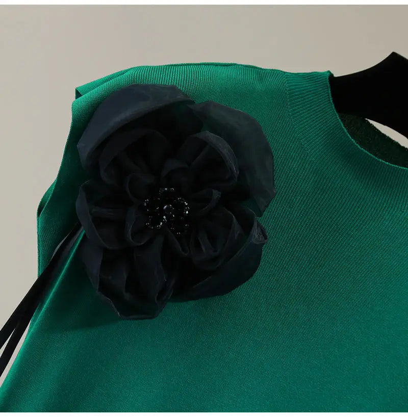 Exquisite Flowers Beaded Sleeveless T-shirt