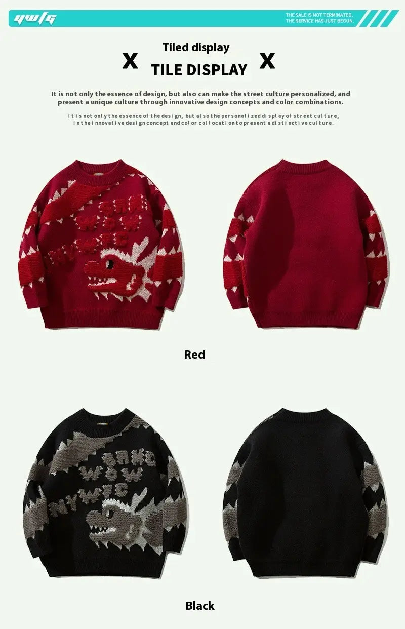 Cartoon Xiaolong Loose Round Neck Sweater Sweater