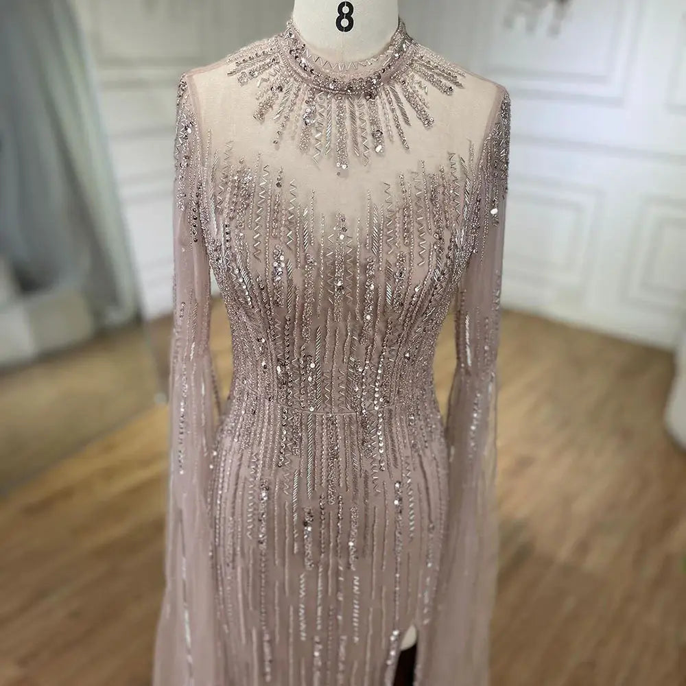 Elegant Flounced Sleeve Split Fishtail Dress