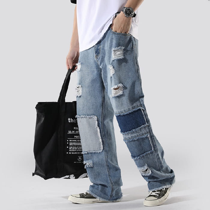 Ins French Overalls Men’s Baggy Daddy Pants