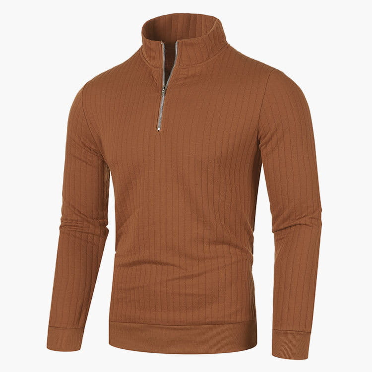 Leisure Pullover Men’s Half-high Collar Zip Sweater