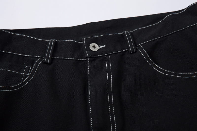 High Street Contrast Color Thorn Embroidery Wide Leg Casual Trousers