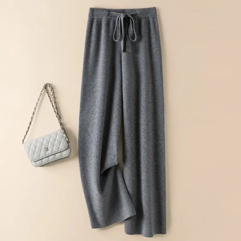 Thick Wool Wide Leg High Waist Drooping Mop Pants