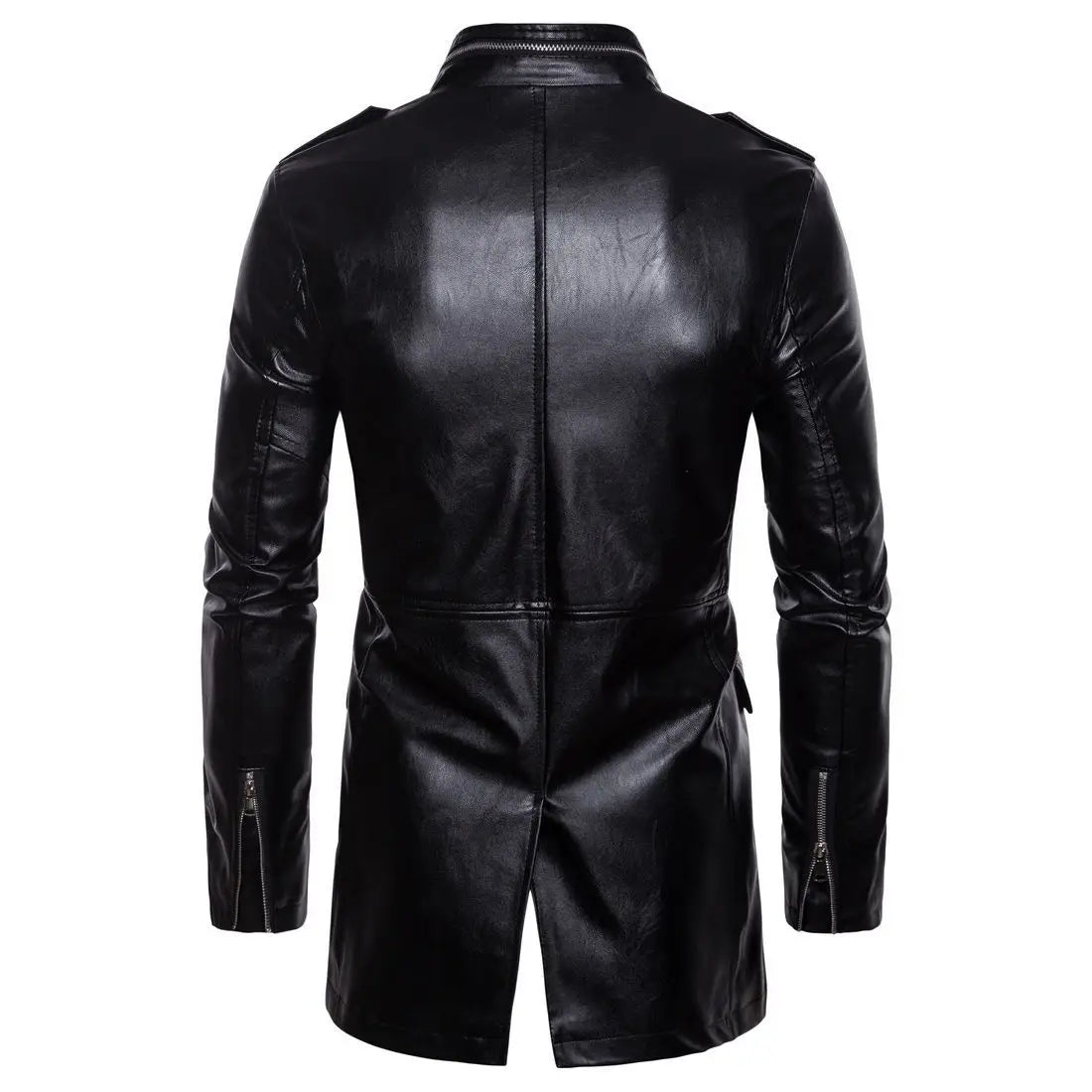 Men’s mid-length leather jacket