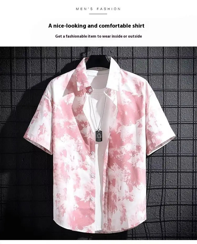Men’s Ice Silk Breathable Summer High-end Printed Shirt