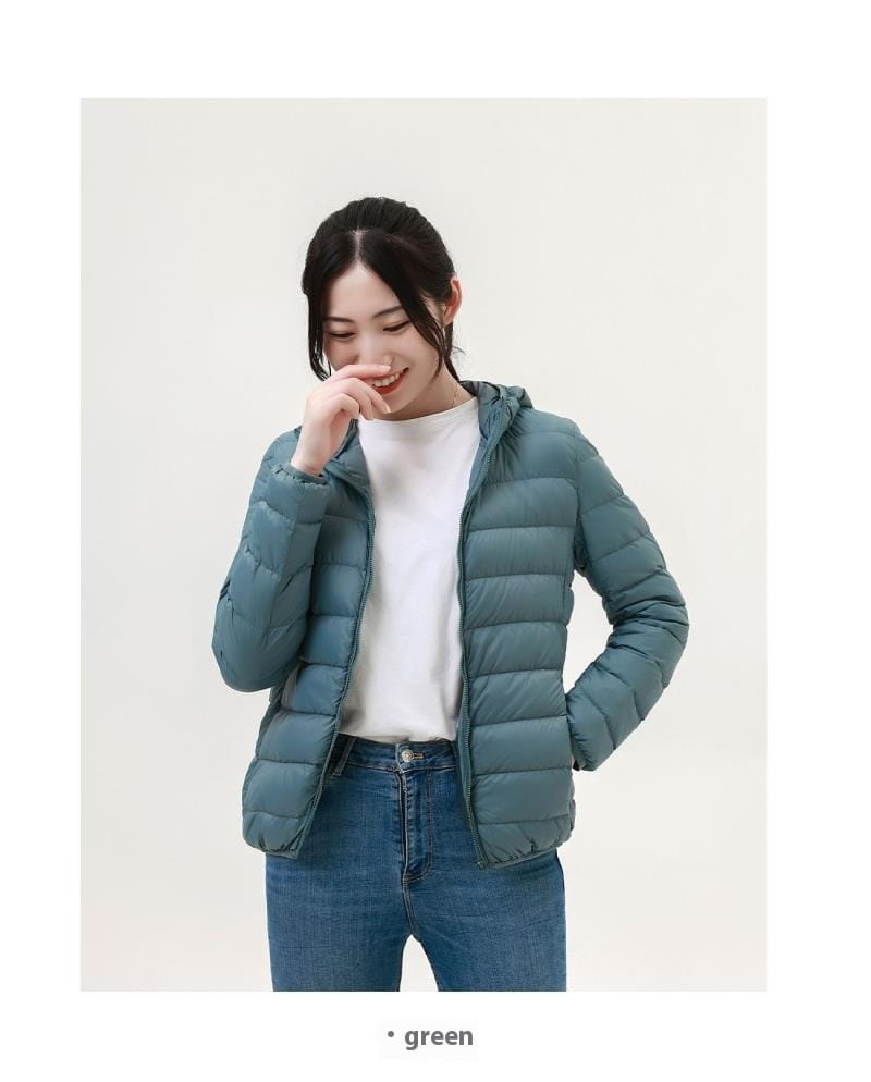 Lightweight Down Jacket Women’s Short Stand Collar Hooded