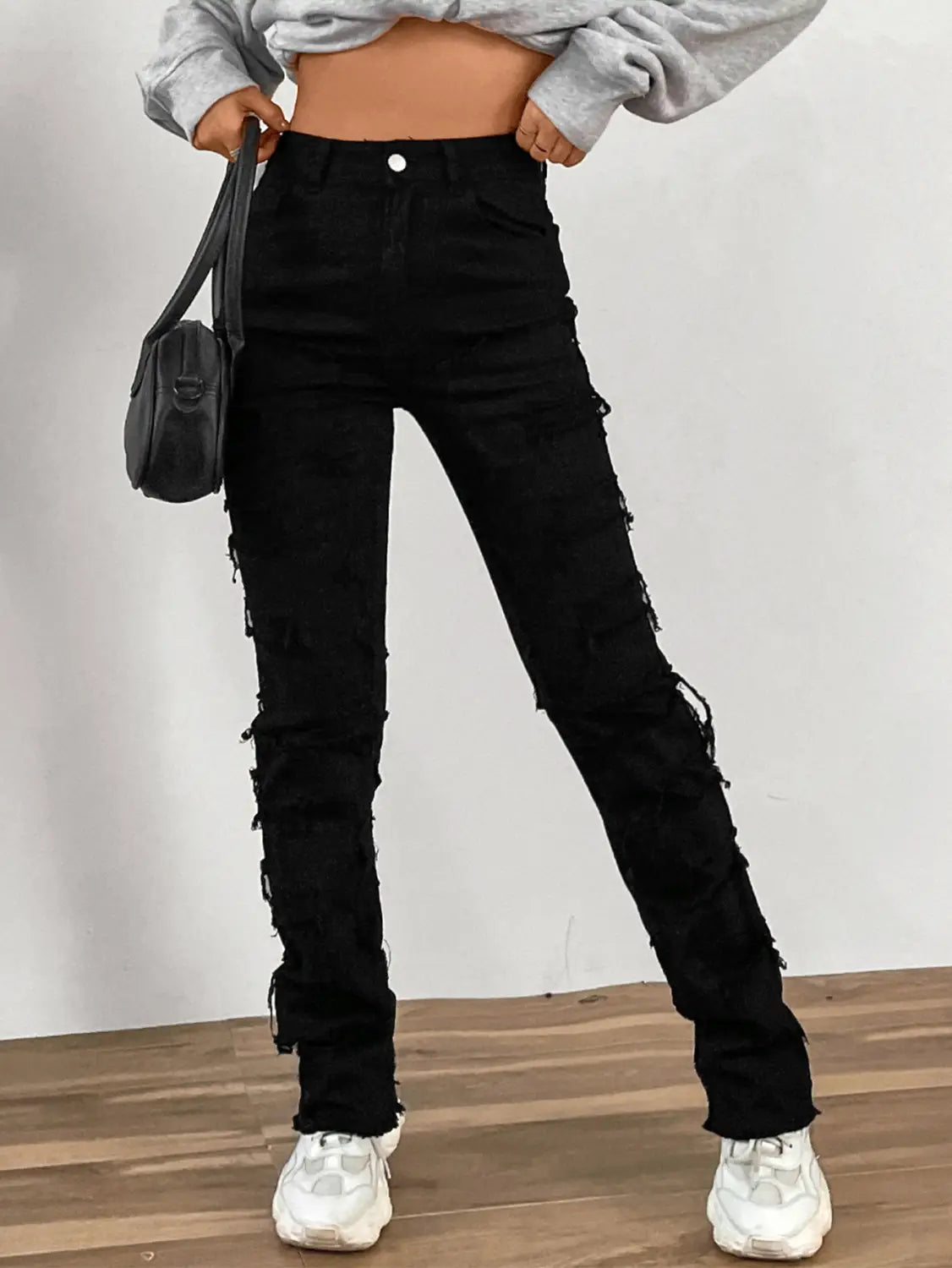 Women’s Embroidered Straight-leg Pants Fashion I Stretch Patchwork Jeans