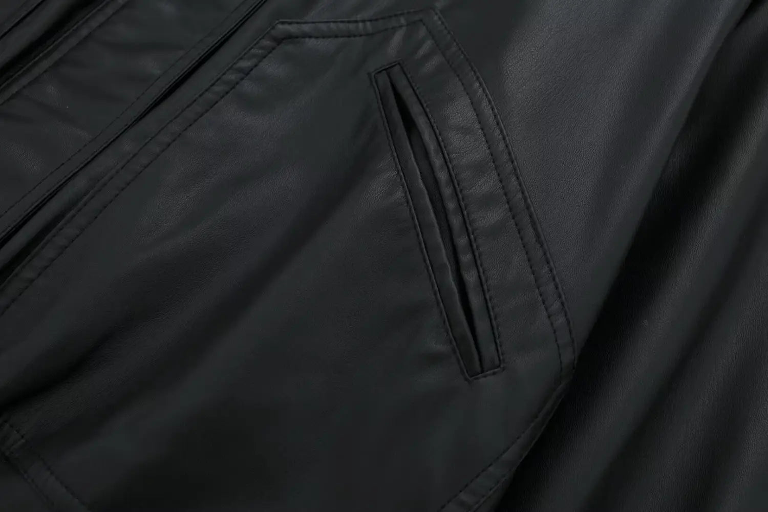 Women’s Lapel Loose Faux Leather Bomber Jacket Coat