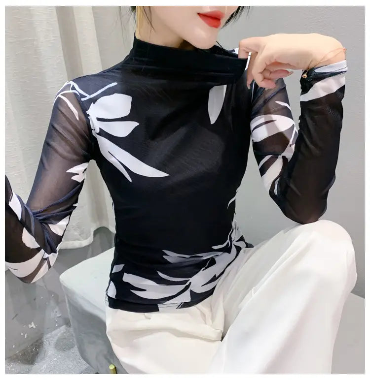 Women’s Long Sleeve Autumn And Winter Ocean Graceful Slim-fit Tops